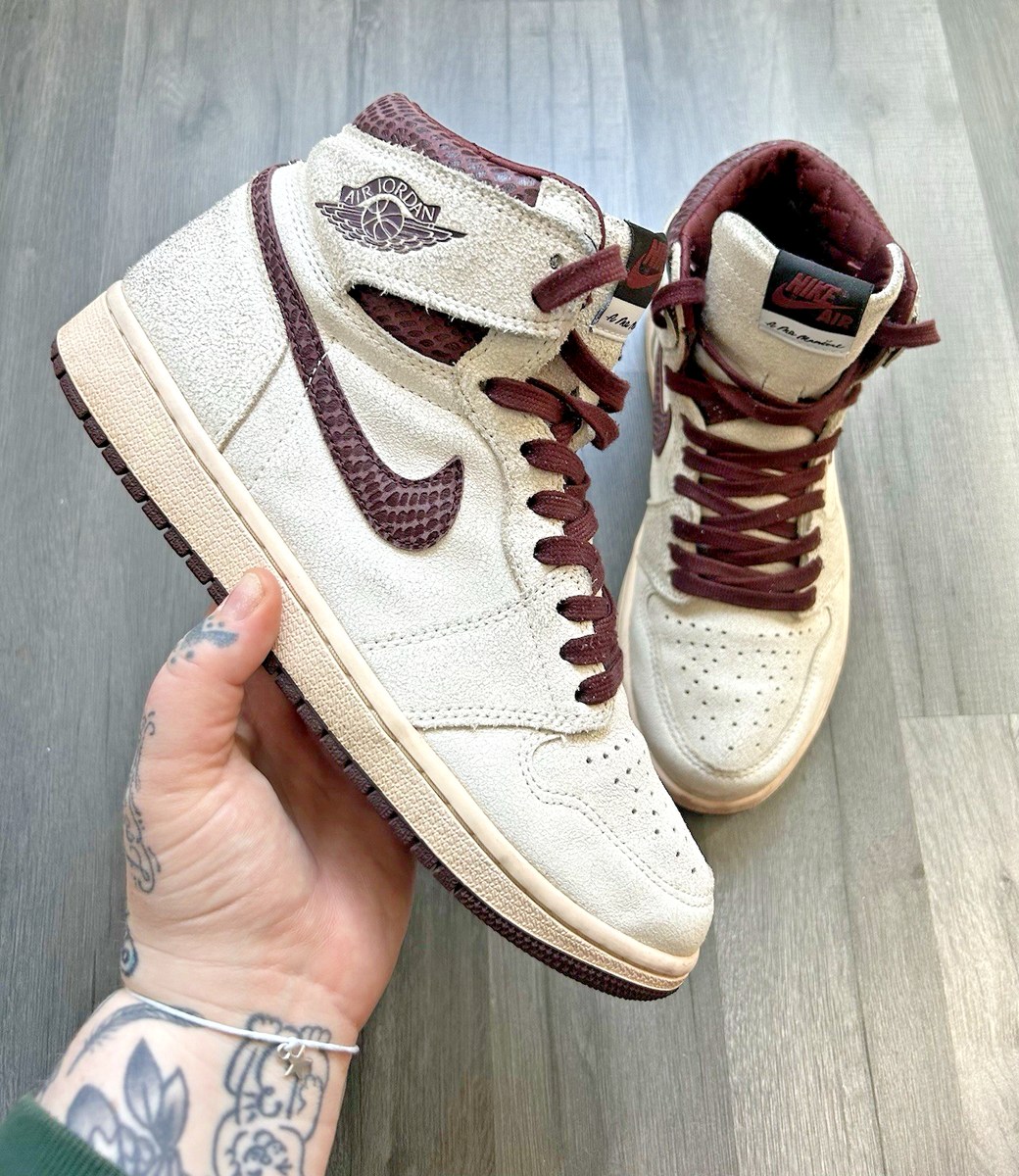 UK 7 A Ma Maniere x Air Jordan 1 High OG Airness Boxed White Cream