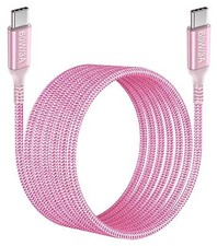 Long USB C to USB C Cable 15 ft Pink, 60W Fast Charging, USB Type C Charger C...