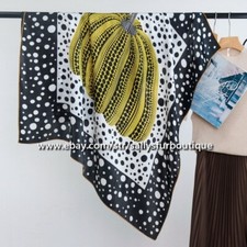 Sallys Mulberry Silk Wrap Shawl Bandanna Shawl Pumpkin Print Square Scarf 43"