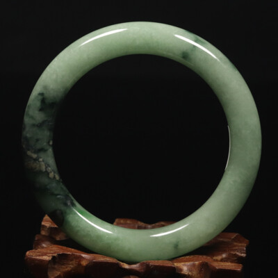58mm Black Green Jadeite Jade Bangle Bracelet Chinese Jade Bangle Bracelet 08821