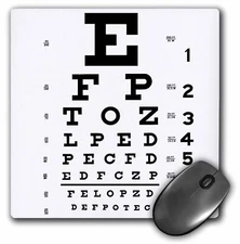 3dRose Eye Chart alphabet in black MousePad