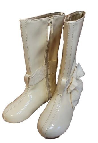 Joy Folie Baby Girl's Toddler GENEVIEVE Patent Creme Vanilla Tall Boots! Size 7~ - Picture 1 of 7