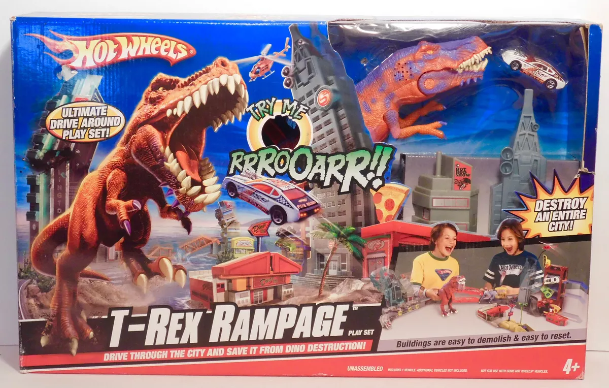 NEUF Rare 2008 Hot Wheels Hotwheels T-Rex Rampage Dinosaures Set Exclusive  Voitu