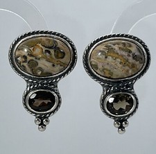 C Sydney Smith STERLING SILVER 925 Dalmation Jasper Earrings Jewelry