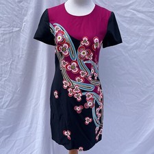 Trina Turk Los Angeles SS Shift Dress 6 Colorful Floral Art Boho Retro 60s 70s