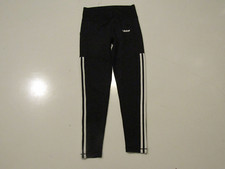 ADIDAS Black White 3 Stripe Cropped Tight Athletic Pants Medium M NEW Womens