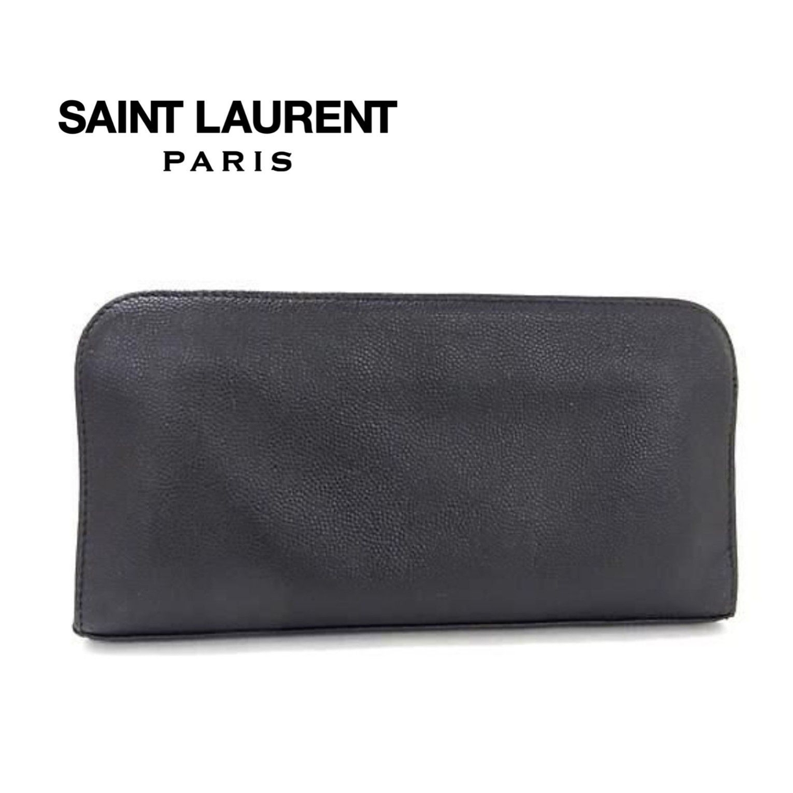 Portafoglio lungo Continental Zippy Saint Laurent *Nuovo stile* nero pelle grana superiore