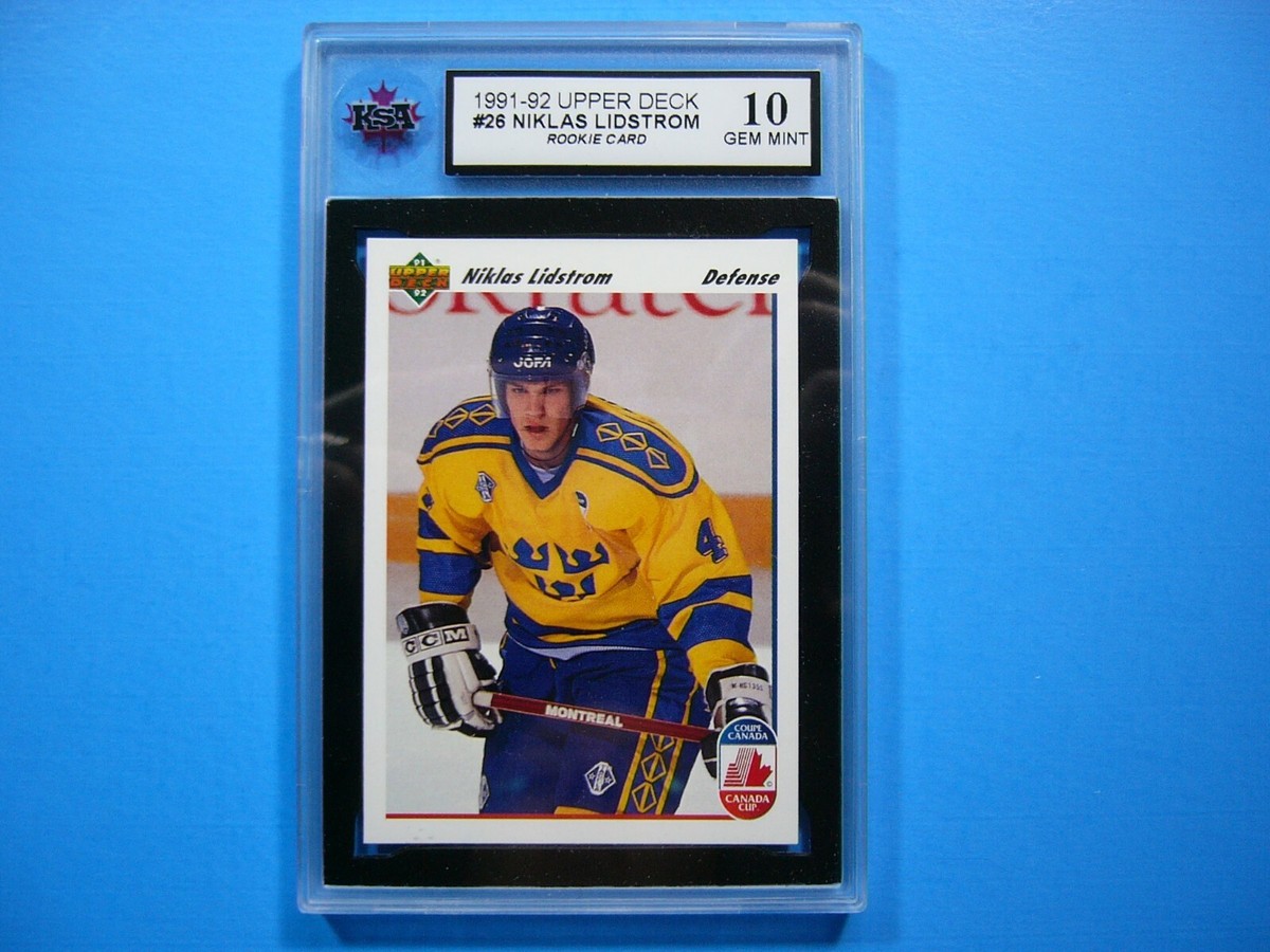 1991/92 UPPER DECK NHL HOCKEY CARD #26 NICKLAS LIDSTROM ROOKIE KSA