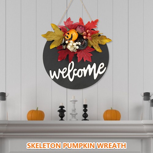 Wooden Wall Hanging Round Welcome Sign Hanging Decoration Front Door weIXF