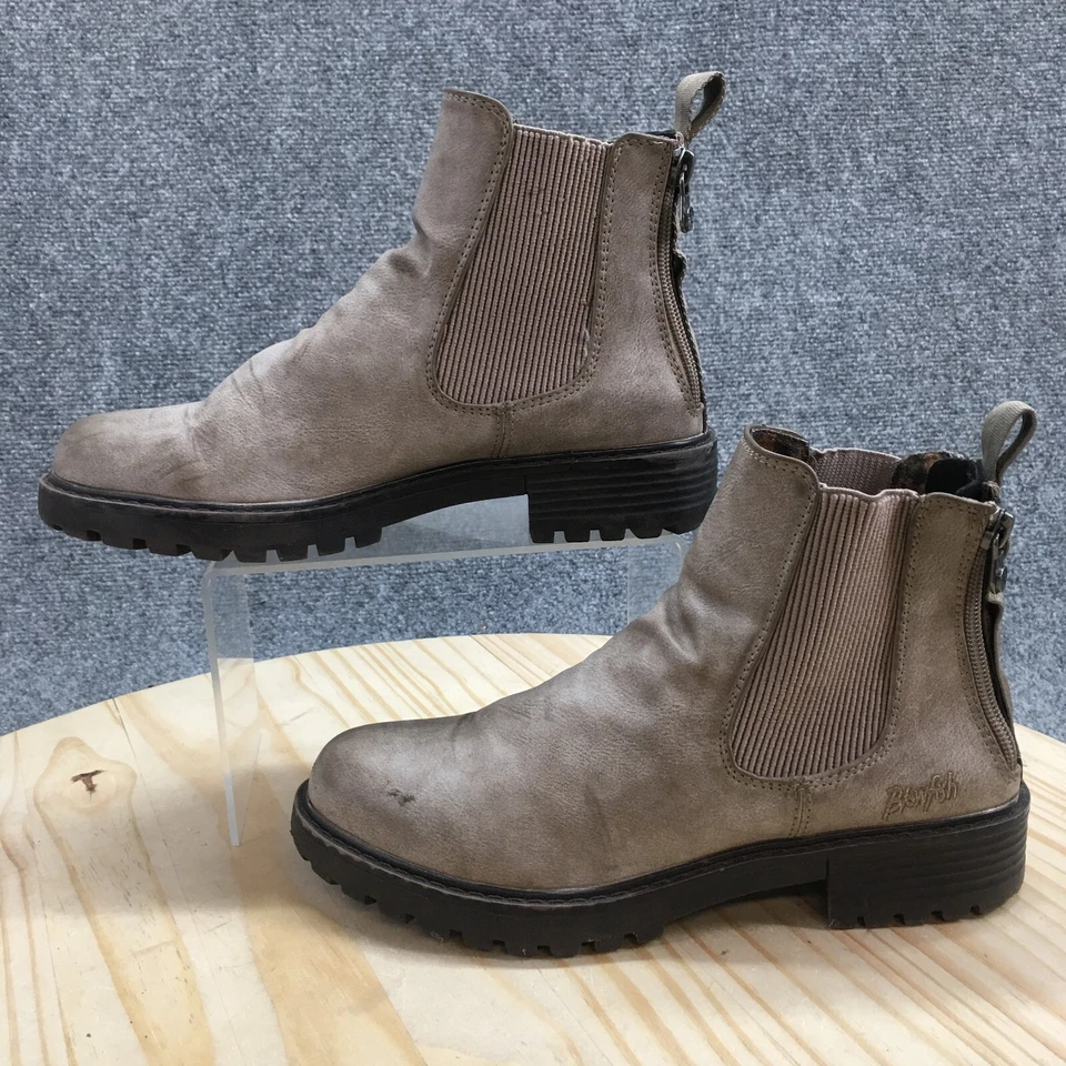 Blowfish Malibu Botas Mujer 7 Rojos Chelsea Botines Beige Tirar de Tacones Bloque Foto 2 de 4