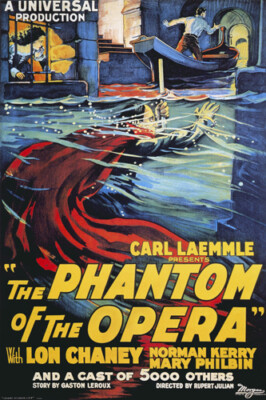 VINTAGE UNIVERSAL PHANTOM OF THE OPERA MOVIE POSTER rare dramatic 20x30-PW0