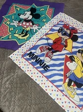 VTG VINTAGE DIsney Woronowicz Mickey Minnie Mouse Bandana Scarfs Set Of 2 1989