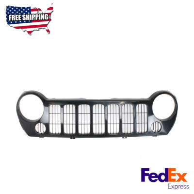 Grille Assembly Black Shell with Painted Gray Insert Fits 2005-2007 Jeep Liberty