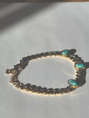 Turquoise and Gold Chain Bracelet also available in set