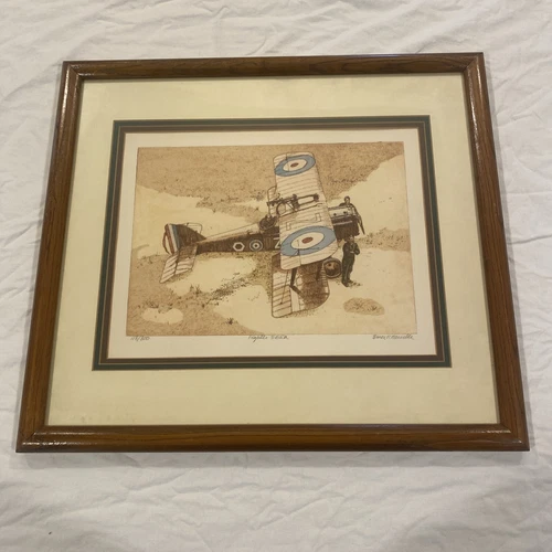 Vintage Painting Original Etching Fighter SE5A Bruce Hasselle Signed Limited