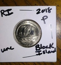  2018 - P Mint - UNC - Block Island - Rhode Island Quarter + Coin Holder!