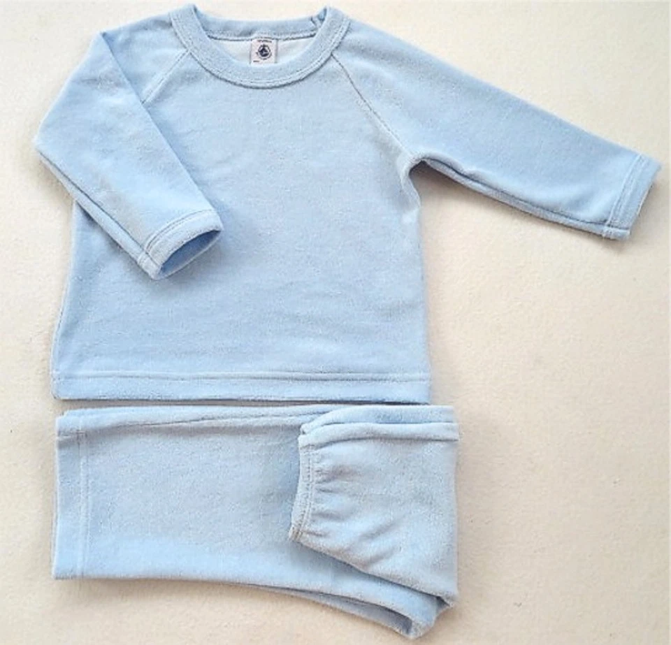 Petit Bateau Pyjama Frottéejersey hellblau 86/2J. NEU!