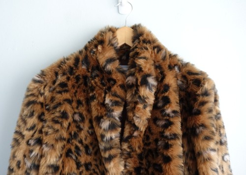 Vintage Bebe Sydney Faux Fur Jacket Womens size XS 6 8 ? Leopard Retro 90s Y2K - Picture 2 of 12