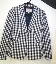 Ladies Banana Republic Black and White Checked Lined 2 Button Blazer Size 0