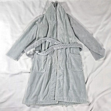 Pottery Barn Grey Bath Robe Unisex Medium Grey Soft Belted Warm Fleece Lined