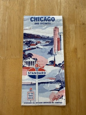 Vintage Standard Oil Chicago And Vicinity Road Map Folded Brochure USA