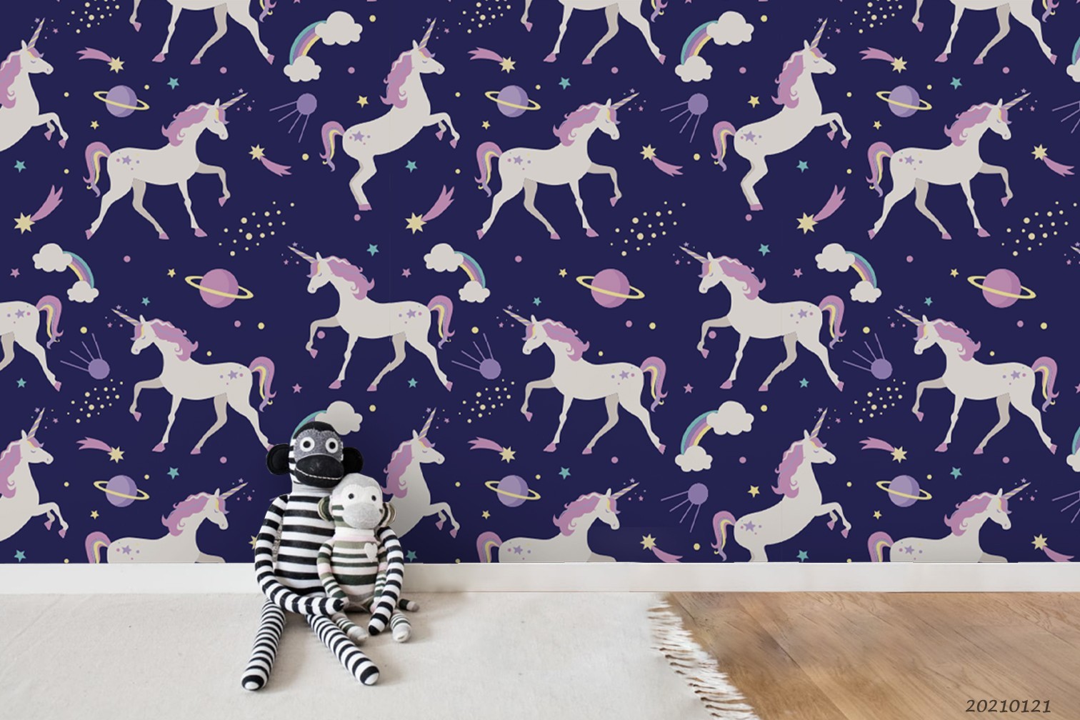 3D Unicorn Rainbow Planet Pattern Wall Murals Wallpaper Murals Wall Sticker