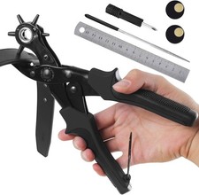 Leather Hole Punch, Heavy Duty Belt Hole Punch, Revolving Punch Plier Kit with