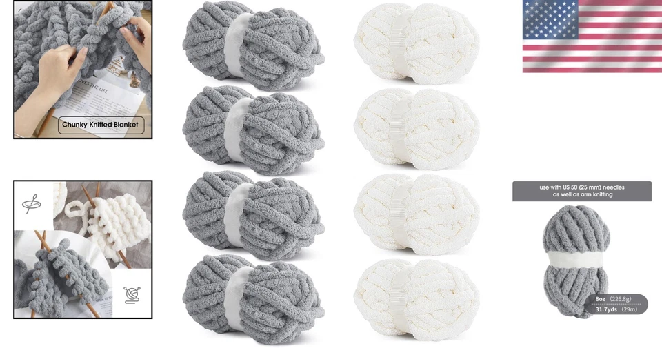 Versátil paquete de 8 hilos para tejer acogedor: perfecto para artesanías de todas las edades Foto 2 de 4