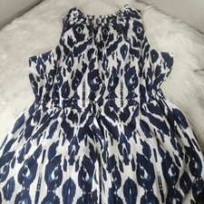 Lane Bryant Women's Size 24 3X Blue & White Sleeveless Maxi Dress Drawstring