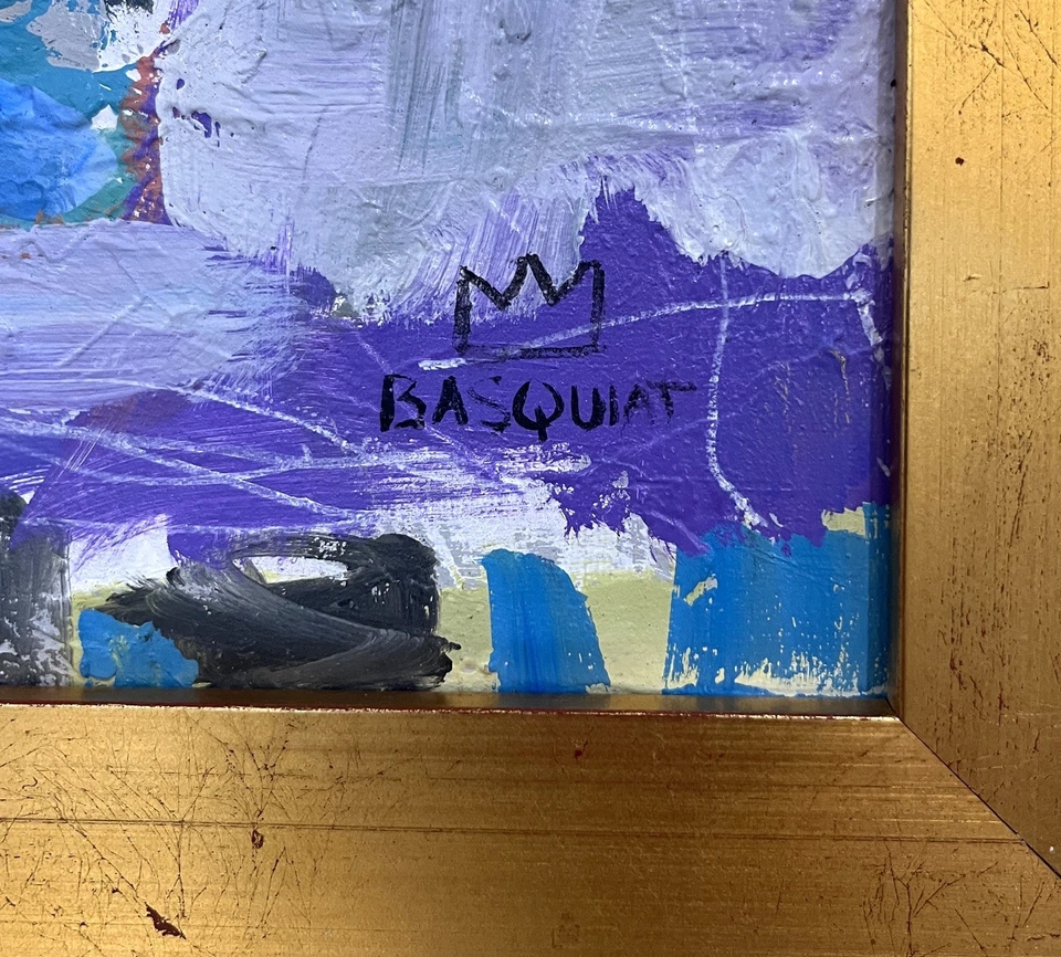 Basquiat 1960-1988 Óleo/Mezclado M Canva Hecho a Mano Enmarcado Estilo de Increíble Arte Foto 2 de 4