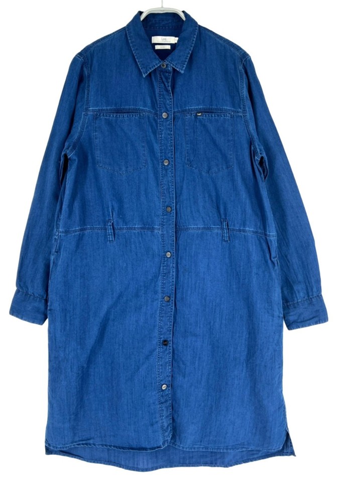 Lee Ladies Indigo Denim Long Sleeve Midi Dress Size M