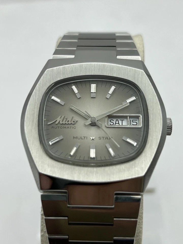 Mido Multi Star Automatic N.O.S (New Old Stock)Smoke Gary Dial  Day-Date Display - Image 4 of 4