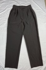 NA-KD Size 36 Straight Leg High Rise Pleated Trousers Gray Pants