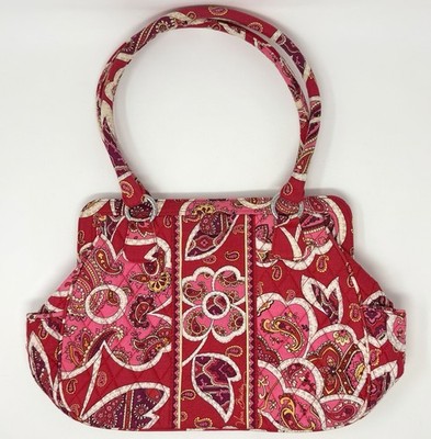 Vera Bradley Retired Raspberry Frizz Frame Magnetic Close Shoulder Bag READ DESC