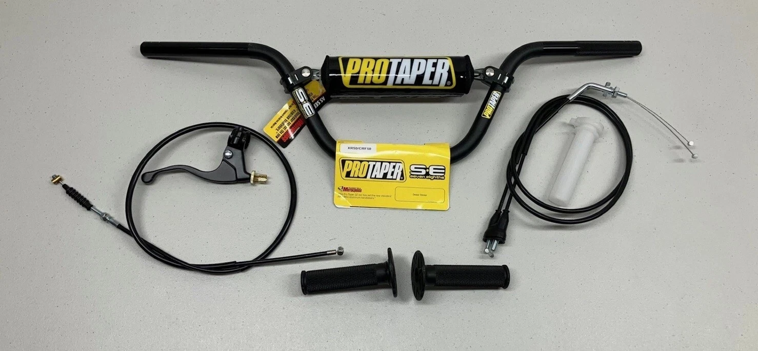2019-2026 Honda CRF110 Tall Handle Bar Kit, Pro Taper Bar, Throttle Tube (BLACK)