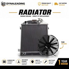 3 Row Aluminum Radiator 14 Fan For 1932 Ford Hi-boy Grill Shell Chevy
