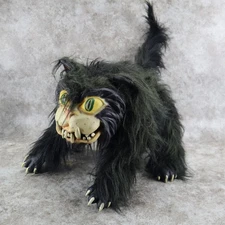 Vintage Scary Black Cat Halloween Poseable 2001 Paper Magic Group Furry Rubber