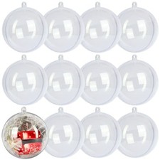 12 Pack Clear Plastic Fillable Ornament Ball 3.15''/80mm for