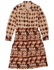 VINTAGE Womens Pullover Shirt Dress UK 12 Medium Beige Paisley FG04