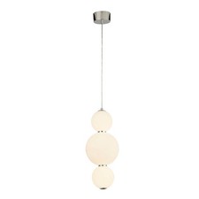Image of 2 Light Bulbs Chrome Ceiling Pendant Light White Round Sphere Opal Glass Shades