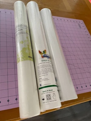 3 - larger Rolls Self-adhesive Stabilizer, Stitch N Wash & Whisper Web Mesh - Image 1 of 4