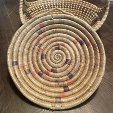 VTG Alaskan Eskimo Native American Indian Inuit Yupik Basket Woven Trivet.