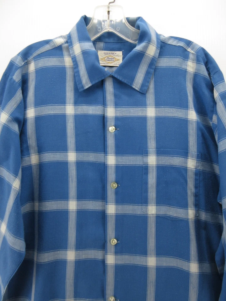 Camisa Flecha DE COLECCIÓN Hombres Grande Azul Sanforizada Cuello Lazo Sombra Decton EE. UU. * Foto 2 de 4