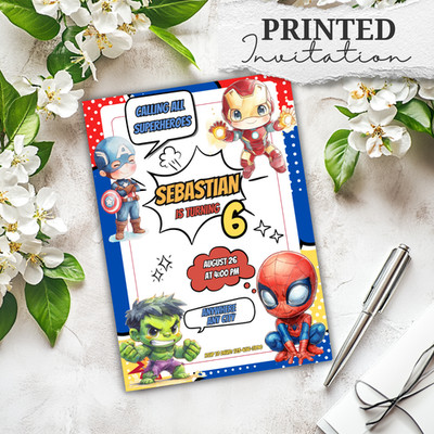 Superheld 6. Geburtstag Einladung Jungen bedruckt Party Einladung Marvel Style