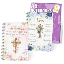 2 Pack A5 Spanish Christian Spiral Notebooks - Floral K-Spanish Christian