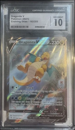 Pokémon Dragonite V Full Art Holo Ultra Rare CGC 10 Evolving Skies 192/203 2021