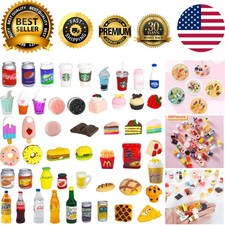 Mixed Color Mini Food and Drink Set - 50-Piece Dollhouse Accessory Collection