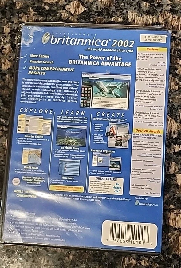Encyclopedia Britannica 2002 Pc Home & Office New Factory Sealed.95,98,2K,XP,NT4 - Image 2 of 4