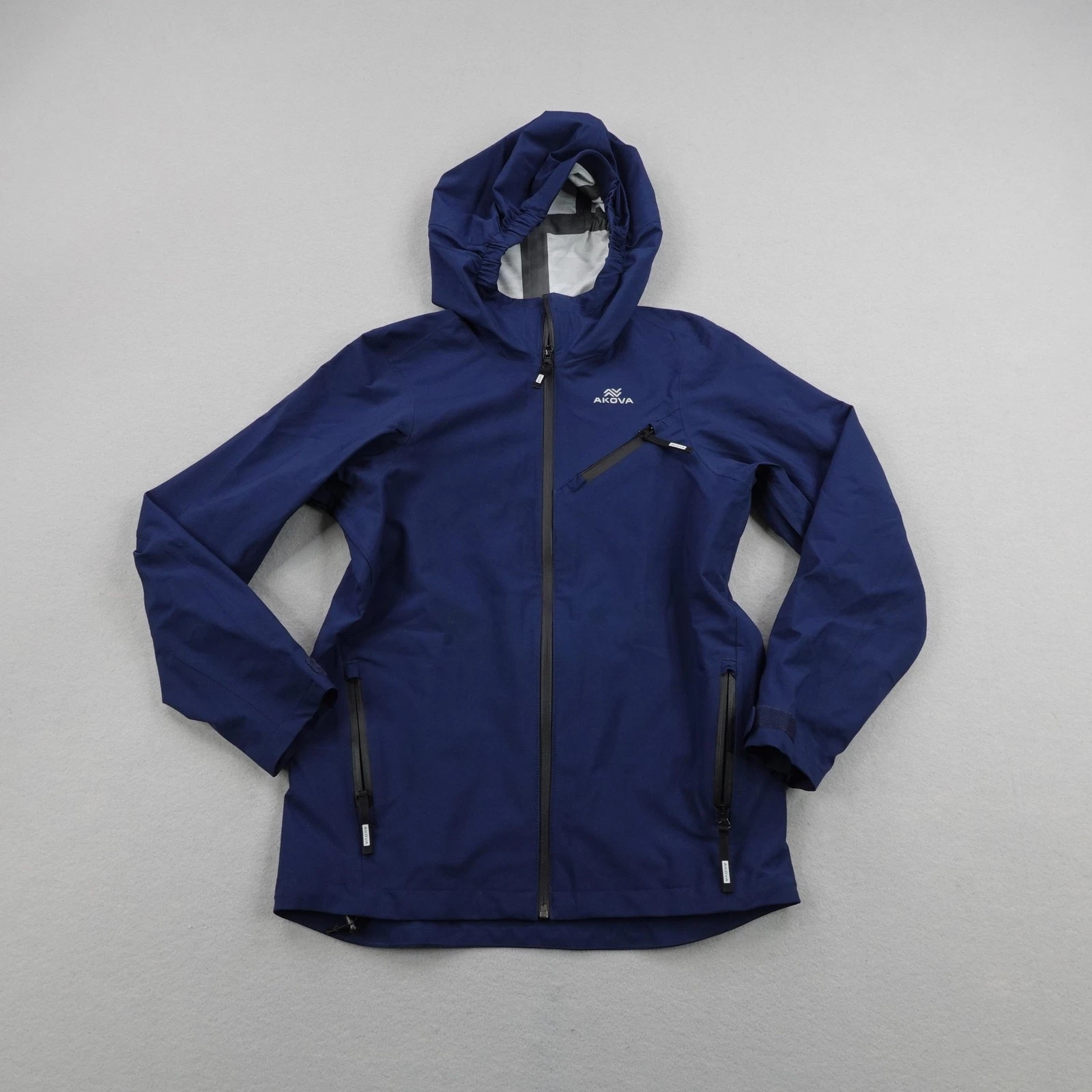 AKOVA Jacket Kids 12 Blue Elevated Hardshell Waterproof Rain Coat Youth Zip Zip
