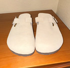 Birkenstock Men’s White Suede Slip-On Sandals Soft Footbed EU45 US12 — photo 1